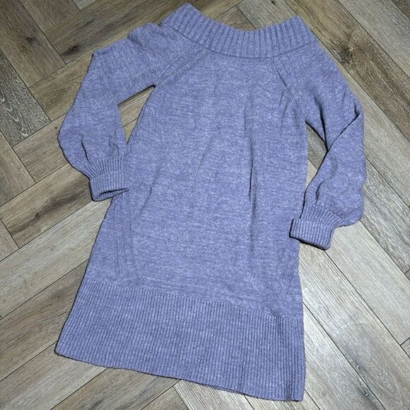 Anthropologie Purple Rhyme Knit Sweater Mini Dress - Picture 3 of 8